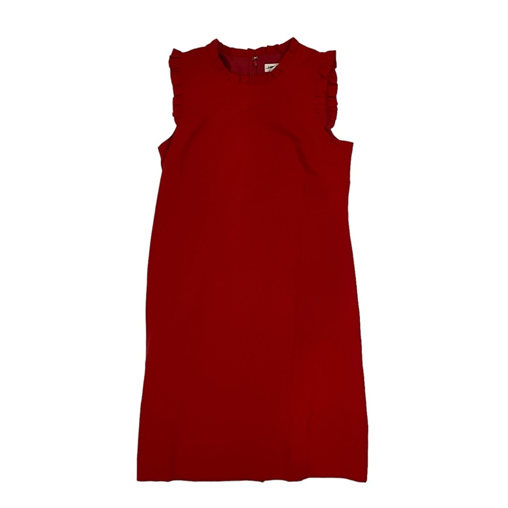 J. Crew Ruffle Neck Suiting Dress Deep Ruby Red Valentines Dress Size 4